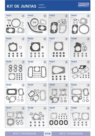 GASKET
  KIT DE JUNTAS      REPUESTO




7621         7622                7623        7624
GM           GM                  GM          GM




7625         7626                7627        7628
GM           GM                  GM          GM




7629         7630                7631        7632
GM           GM                  GM          GM




7633         7634                7635        7636
FIAT         FIAT                FIAT        FIAT




7637         7638                7639        7640
FIAT         FIAT                FIAT        FIAT




       MTE-THOMSON            57-B      MTE-THOMSON
 