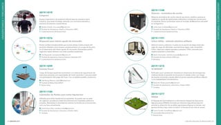 INNOVAR 2019 CONCURSO NACIONAL DE INNOVACIONES204 205
2019-1019
Cangrexo
Equipo ergonómico de asistencia laboral para los operarios de la
industria, que asiste al trabajo realizado con los brazos elevados y
previene las lesiones características.
Nicolás Colautti: nico.colautti@gmail.com
Facultad de Arquitectura, Diseño y Urbanismo (UBA)
Ciudad Autónoma de Buenos Aires
2019-1076
Bioparche para infarto agudo de miocardio
Parche cardíaco bioabsorbible que recluta células madre propias del
paciente infartado como terapia complementaria a la cirugía de by-pass,
en el tratamiento del infarto agudo de miocardio. Esta terapia podría
regenerar tejido dañado y así evitar posibles trasplantes.
Iván Rapisarda: ivanrapisarda7@gmail.com
Facultad de Ingeniería y Ciencias Exactas y Naturales (UF)
Ciudad Autónoma de Buenos Aires
2019-1099
Cantalo Truco!
Juego de barajas españolas aumentado y un sistema de seguimiento de
estas para personas con capacidades de visión reducida o nula para asistir
a la participación del juego del Truco. Con un tablero portátil y autónomo.
Iñaki Biscay Alberdi: inaki53@hotmail.com
Facultad de Bellas Artes (UNLP)
Buenos Aires
2019-1100
Calentador de fluidos para evitar hipotermia
Utilizado para evitar hipotermia en pacientes. Se puede usar en salas
de urgencia, quirófanos y áreas de enfermería en hospitales públicos o
privados. Reemplaza la actividad de calentar los fluidos en el microondas,
como se hace actualmente.
Camila Rocío Díaz: camilarociodiaz@gmail.com
Facultad de Arquitectura, Urbanismo y Diseño (UNC)
Córdoba
2019-1148
Quercus - recicladora de corcho
Máquina recicladora de corcho natural que tritura, dosifica y prensa el
material sin ayuda de aglutinantes artificiales ni sustancias nocivas para
el ambiente. Busca concientizar sobre el reciclaje de ª desechos naturalesº
en la Argentina.
Lucila Lupo: lucilalupo@gmail.com
Facultad de Arquitectura, Diseño y Urbanismo (UBA)
Ciudad Autónoma de Buenos Aires
2019-1191
Urban Utility - vehículo eléctrico utilitario
Vehículo liviano y eléctrico. Cuanta con la opción de elegir entre dos
cajas de carga de diferentes características según cada necesidad:
H-Box, ideal para objetos grandes y pesados; V-Box, pensado para
objetos pequeños y delicados.
Danilo Accossatto: mdanilo.accossatto@gmail.com
Facultad de Artes y Diseño (UNCuyo)
Mendoza
2019-1215
IO MISISIPI
Perforador para canalización intraósea en situaciones de emergencias
médicas donde el paciente se encuentra en estado crítico con riesgo
de muerte inminente y resulta difícil el acceso vascular periférico debido
a una inestabilidad hemodinámica.
Paula Ulm Yarad: pauulmy@gmail.com
Facultad de Arquitectura, Urbanismo y Diseño (UNC)
Córdoba
2019-1277
PAIISA
El Paquete de Automatización e Información Integral de Soluciones
Agropecuarias (PAIISA), formado por diversos dispositivos bajo IoT,
permite la obtención de variables agrometeorológicas en tiempo real,
genera alertas y baja costos al reducir la frecuencia de visita al campo.
Franco Tronelli: tronellifranco@gmail.com
Universidad Nacional del Sur
Buenos Aires
UNIVERSITARIOSYTERCIARIOS
UNIVERSITARIOSYTERCIARIOS
 