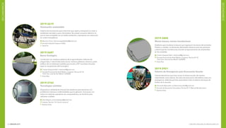 INNOVAR 2019 CONCURSO NACIONAL DE INNOVACIONES224 225
SECUNDARIOS
SECUNDARIOS
2019-2619
Iluminación sustentable
Sistema de iluminación para interiores que capta y transporta luz solar a
ambientes cerrados y poco iluminados. No posee consumo eléctrico lo
que lo hace amigable con el medio ambiente y representa una reducción
en costos energéticos.
	Mauricio Tourn: franciscoagrettibalza@gmail.com
	 Escuela Industrial Superior (UNL)
	 Santa Fe
2019-2687
Banco Ecológico
Construido con residuos plásticos de la agroindustria: bidones de
plaguicidas o insecticidas (estructura), residuos plásticos urbanos y pilas
(relleno de los bidones), botellas para fundir y PET reciclado-triturado
(para la composición del hormigón).
	Cristian Ezequiel Neif: cristianneif@gmail.com
	 Escuela Provincial de Nivel Medio y Superior Técnica Nº 35
	 “Gral. Don José de San Martín” (UADER)
	 Entre Ríos
2019-2762
Tecnologías asistidas
Dispositivos señaladores (mouse) de asistencia para personas con
problemas motrices o enfermedades que lo generan. Funcionan con
todos los sistemas operativos de computadoras y en Android para
celulares o tablets.
	Ariel Alegría: prof.arielalegria@gmail.com
	 Instituto Técnico “Dr. Emilio Lamarca”
	 Buenos Aires
2019-2840
Menos basura, menos inundaciones
Artefacto que recolecta la basura que ingresa en las bocas de tormenta.
Práctico y versátil, no demanda demasiado esfuerzo para las personas
y disminuye las inundaciones al evitar el taponamiento de alcantarillas
en las ciudades.
	Cristian Ezequiel Neif: cristianneif@gmail.com
	 Escuela Provincial de Nivel Medio y Superior Técnica Nº 35
	 “Gral. Don José de San Martín” (UADER)
	 Entre Ríos
2019-2921
Sistema de Emergencia para Evacuación Escolar
Central electrónica que hace sonar el timbre escolar de manera
intermitente como alarma. Da aviso de evacuación del edificio ante una
emergencia. Además permite automatizar todo el sistema de toque de
timbre de la escuela.
	Fernando Masciadro: profesormasciadro@gmail.com
	 Escuela de Educación Secundaria Técnica N° 5 “Manuel Nicolás Savio”
	 Buenos Aires
 