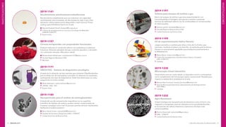 INNOVAR 2019 CONCURSO NACIONAL DE INNOVACIONES92 93
2019-1197
Sistema para ensayos de turbina a gas
Banco de ensayos de turbina a gas para experimentación con
biocombustibles e hidrógeno que apunta a resolver cuestiones
técnicas de viabilidad sobre el uso de combustibles no convencionales
en estos equipos.
	Nicolás Lipchak: lipchakster@gmail.com
	 Facultad Regional Buenos Aires (UTN)
	 Ciudad Autónoma de Buenos Aires
2019-1199
Kit de experimentación lúdico-literaria
Juegos asociados a cuentos para niñas y niños de 4 a 8 años, que
estimulan, mediante el placer y la diversión, las aptitudes para la lectura.
Genera un acercamiento agradable que predispone positivamente a
la alfabetización.
	Melisa Maina: melisa.maina@gmail.com
	 Centro de Investigaciones y Estudios sobre Cultura y Sociedad
	(UNC-CONICET)
	Córdoba
2019-1230
Microscopio virtual interactivo
Desarrollado para ser usado desde un dispositivo móvil o computadora
como complemento del microscopio óptico convencional. Pensado para
mejorar la calidad de la enseñanza en el aula.
	Mariana Rita Fiorimanti: mariana_fiorimanti@hotmail.com
	 Área de Microscopía Electrónica, Departamento de Patología Animal
	(FAV-UNRC)
	Córdoba
2019-1232
Agro-Nanotecno
Síntesis biológica de nanopartículas de elementos como el hierro, zinc,
magnesio y manganeso, para ser utilizados como nanobiofertilizantes
en la nutrición de cultivos intensivos y extensivos. De bajo costo
y biocompatibles.
	Romina Giacometti: rgiacometti@agro.uba.ar
	 INBA - CONICET
	 Ciudad Autónoma de Buenos Aires
2019-1141
Recubrimiento autolimpiante/antiadherente
Recubrimiento antiadherente para uso industrial, con capacidad
autolimpiante, anti-incrustante, de alta resistencia, bajo costo y fácil
aplicación. Utiliza materia prima disponible a nivel nacional. Primer
coating superhidrofóbico hecho en el país.
	Marcela Elisabeth Penoff: elisabeth@fi.mdp.edu.ar
	 Instituto de Investigaciones en Ciencia y Tecnología de Materiales
	(UNMdP-CONICET)
	 Buenos Aires
2019-1157
Cerezas enriquecidas con propiedades funcionales
Producto reducido en contenido calórico con prebióticos y sustancias
bioactivas. Alimento saludable de bajo contenido glucídico y coloreado
con colorantes naturales. Alternativa natural.
	Mariela Beatriz Maldonado: marielabeatriz1972@yahoo.com.ar
	 Facultad Regional Mendoza (UTN)
	Mendoza
2019-1171
ONCO-POC - Sistema de diagnóstico oncológico
A través de la utilización de tiras reactivas que contienen OligoNanobodies
para la detección de marcadores tumorales, se obtienen los resultados,
sustituyendo otro tipo de diagnósticos. Estas tiras disminuyen su costo,
asegurando la misma calidad.
	Martín Radrizzani: martin.radrizzani@gmail.com
	 UNSAM - UNQ - INTI
	 Buenos Aires
2019-1185
Nanopartículas para el análisis de aminoglucósidos
A través del uso de nanopartículas magnéticas con su superficie
hidrofílica de hidratos de carbono pueden extraer contaminantes de
muestras complejas como miel. El proceso permite eliminar interferentes,
facilitando el análisis posterior.
	Mario Daniel Contin: mariodc260@hotmail.com
	 Facultad de Farmacia y Bioquímica (UBA) - CONICET
	 Ciudad Autónoma de Buenos Aires
INVESTIGADORES
INVESTIGADORES
 