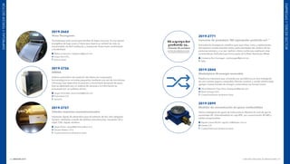 INNOVAR 2019 CONCURSO NACIONAL DE INNOVACIONES126 127
2019-2662
Tesso Tecnogreen
Termotanque solar social para familias de bajos recursos. Es una opción
energética de bajo costo y limpia que mejora su calidad de vida, es
autoarmable, de fácil instalación y transporte. Posee buen rendimiento
y durabilidad.
Matías Jovanovics: matiasjvics@gmail.com
Grupo Vics S.R.L.
Buenos Aires
2019-2726
ARENA
Sistema automático de medición del efecto de compuestos
farmacológicos en animales pequeños mediante una red de microhaces
infrarrojos que determina la posición y movimiento temporal de estos.
Esto es detectado por un sistema de cámaras y la información es
procesada por un software ad-hoc.
Sergio Simonetta: shsimonetta@gmail.com
Phylumtech S.A.
Santa Fe
2019-2727
Cátodos impresos nanoestructurados
Impresión digital de electrodos para las baterías de litio ultra delgadas
Dynami, realizadas a través de additive manufacturing: impresión 3D e
inkjet, CNC digital, etcétera.
Sergio Baron: sergio@dynami-battery.com
Dynami Battery S.A.S.
Ciudad Autónoma de Buenos Aires
EMPRESASYTERCERSECTOR
EMPRESASYTERCERSECTOR
2019-2771
Concurso de youtubers ª Mi súperpoder preferido es¼ º
Actividad de divulgación científica para que niñas, niños y adolescentes
del espectro autista estudien sobre particularidades del cerebro de las
personas autistas y, a su vez, realicen videos cortos que expliquen esas
características. Actividad que forma parte de la Brain Awareness Week.
Constanza Ruiz-Danegger: ruizdanegger@gmail.com
Salta
2019-2844
Marketplace de energía renovable
Plataforma interactiva que convierte una red eléctrica en otra inteligente
de una manera segura y asequible. Permite comprar y vender electricidad,
agregar nuevas fuentes de energía y automatizar las transacciones.
David Alejandro Trejo Pizzo: dtrejopizzo@gmail.com
Nydro Energy S.A.S.
Ciudad Autónoma de Buenos Aires
2019-2899
Medidor de concentración de gases combustibles
Sensor inteligente de gases de hidrocarburo. Muestra el nivel de gas en
porcentaje LEL. Está embebido en caja APE, con comunicación RS-485 y
salidas programables.
Agustín López Munell: agustin.lm@desitec.com.ar
Desitec S.A.
Ciudad Autónoma de Buenos Aires
 