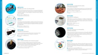 INNOVAR 2019 CONCURSO NACIONAL DE INNOVACIONES176 177
EMPRENDEDORESEINVENTORES
EMPRENDEDORESEINVENTORES
2019-2196
Mejoramiento y recuperación de suelos
con residuos pesqueros
Sistema biológico de mejoramiento de suelos con uso de residuos de la
actividad pesquera que elevan la fertilidad, posibilitando producciones
agrícolas en campos con limitaciones.
Fabián García: fabiangarcia02@hotmail.com
Chubut
2019-2203
Mate Eléctrico Inteligente
El Mate Eléctrico se conecta por Bluetooth a un teléfono inteligente para
obtener datos específicos de la temperatura y controlar los colores según
el gusto del usuario. La app también calcula cuántos mates se tomaron por
día y cuánta yerba se ahorró.
Pablo Gallego: mia@tomacco.com.ar
Mate Eléctrico S.A.S.
Ciudad Autónoma de Buenos Aires
2019-2234
Detección de lesiones en mamografías
mediante ordenador
Software que permite la detección de lesiones en mamografías. Mediante
el procesamiento de imágenes, la entrada es sometida a diversas técnicas
matemáticas para obtener distintas regiones sospechosas. Permite que
cualquier radiólogo pueda utilizarlo.
Fabio Squizzato: squizzato.fabio@gmail.com
Mendoza
2019-2241
ProyecTEAr
Mediante una aplicación web y Android se desarrolló agenda virtual que
representa las actividades diarias con pictogramas e imágenes para el uso
de niños con TEA (Trastorno del Espectro Autista). Reemplaza las agendas
físicas de papel.
Ezequiel Álvarez: jonataneze2323@gmail.com
Instituto Superior Villa del Rosario - Centro de Innovación y Emprendimientos
Tecnológicos Andén - Secretaría de Extensión (UTN Córdoba)
Córdoba
2019-2172
Handbike para niños con discapacidad
Triciclo de accionamiento manual para niños con discapacidad. Realizado
con piezas de impresión 3D y tubos de aluminio. Ideal para rehabilitación,
transporte, recreación e inclusión. Mejora la calidad de vida por medio del
ciclismo adaptado.
Fabián Pelleriti: info@rodamax.com
Ciudad Autónoma de Buenos Aires
2019-2181
SomosFit
Comunidad on-line para empoderar y cambiar la relación de las personas
con sus hábitos nutricionales desde una perspectiva dinámica, innovadora
y entretenida, por medio de programas integrales de 28 días preparados
por profesionales.
Yamila Palloni: yami@somosfit.com
Ciudad Autónoma de Buenos Aires
2019-2182
Simulador de locomotora
Consola simuladora de controles básicos de una locomotora diesel-
eléctrica, para ser usada de manera hogareña o profesional.
Enrique Faré: e_fare@hotmail.com
Río Negro
2019-2185
Sinox - sistema facilitador de la dinámica grupal
Dispositivo que facilita el debate constructivo, permitiendo a quien
expone ver una respuesta inmediata positiva o negativa sobre sus dichos,
de modo anónimo, lo que promueve la libertad de expresión. Para
mejorar o desarrollar hábitos de pensamiento analítico.
Luis Orlando de Jesús Pittau: lpittau@gmail.com
Ciudad Autónoma de Buenos Aires
 