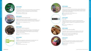 INNOVAR 2019 CONCURSO NACIONAL DE INNOVACIONES182 183
EMPRENDEDORESEINVENTORES
EMPRENDEDORESEINVENTORES
2019-2433
Supervivencia Digital
Aplicación que utiliza el reconocimiento facial y sistemas antifraude, para
que los jubilados puedan realizar el trámite obligatorio de supervivencia
de ANSES desde cualquier lugar del mundo de manera rápida, sencilla y
segura, sin tener que trasladarse.
	Melisa Daniela Fanara: meli_fanara@hotmail.com
	Universidad Nacional de Cuyo
	Mendoza
2019-2455
Gener-AR
Sistema de generación eléctrica a través de paneles fotovoltaicos
instalados in situ del consumo, aplicado a la industria de alto consumo.
Para lograr el balance energético y la competitividad de la industria
del país.
	Pablo Foche: pablof59@gmail.com
	 Buenos Aires
2019-2456
Primera harina a base de grillo
Para producir nachos con harina de Grillo (Gryllus assimilis) y otros
productos y recetas, a través de la cría de insectos para consumo.
	Daniel Ernesto Caporaletti: dcaporaletti@gmail.com
	Grillos Capos - Chepulines Argentina - INTI - UADE
	 Ciudad Autónoma de Buenos Aires
2019-2471
Qubótica
Kit de robótica, programación y encastre, que permite crear robots,
aprender a programar y jugar. Diseñado para todas las edades.
	Eduardo Bazzano: qubotica@riseup.net
	Máquinas Libres
	 Buenos Aires
2019-2403
Canter Uno
Plaqueta que hecha para usar en el entorno Arduino, viene con periféricos
ya conectados en la placa y se tiene acceso a las salidas digitales y
analógicas del micro, para ser utilizadas en todo tipo de proyectos.
	Favio Balanzino: fab@copitec.org.ar
	 Ciudad Autónoma de Buenos Aires
2019-2419
Controlador de termotanque solar
Dispositivo que permite controlar un termotanque solar desde el
teléfono celular. Ayuda a optimizar el rendimiento del termotanque con la
programación y el control en forma remota de las cargas y la resistencia.
	Javier Villamonte: contacto@southtech.com.ar
	Southtech
	 Entre Ríos
2019-2425
Compost de residuos pesqueros
Producto biológico de buena dotación de macro y micronutrientes y pH
equilibrado, elevada cantidad de materia orgánica y microorganismos
benéficos. Recomendado para amplio espectro de plantas. Producto
patagónico libre de tóxicos.
	Fabián García: fabiangarcia02@hotmail.com
	Chubut
2019-2429
Güeno
Plataforma de comparación y procesamiento on-line de créditos, que
conecta a las entidades financieras con los usuarios finales.
	Federico Moscatelli: federico@gueno.com.ar
	Güeno S.A.S
	 Ciudad Autónoma de Buenos Aires
 