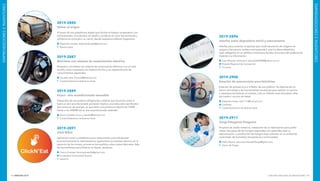 INNOVAR 2019 CONCURSO NACIONAL DE INNOVACIONES194 195
EMPRENDEDORESEINVENTORES
EMPRENDEDORESEINVENTORES
2019-2896
Interfaz entre dispositivo móvil y saturometría
Interfaz para conectar el aparato que mide saturación de oxígeno en
sangre y frecuencia cardíaca del paciente y que los datos obtenidos
sean reflejados en un teléfono móvil para facilitar el acceso del profesional
tratante a la información.
Juan Eduardo Solórzano: eduardo060984@yahoo.com.ar
Hospital Regional de Concepción
Tucumán
2019-2900
Estación de autoservicio para bicicletas
Estación de autoservicio e inflador de uso público. Se dispone de un
banco de trabajo y las herramientas necesarias para realizar un service
o reparaciones básicas al rodado, y de un inflador para bicicletas, sillas
de rueda o carritos de bebé.
Alejandro Arata: ceal1111@hotmail.com
Conbikes
Ciudad Autónoma de Buenos Aires
2019-2911
Fungi Patagonia Fueguina
Proyecto de doble instancia: instalación de un laboratorio para poder
captar las cepas de los hongos regionales con aptitudes para su
reproducción; y producción de hongos bajo cubierta, en un ambiente
controlado de humedad, temperatura y luminosidad.
Pablo Alonso: pleurotus.tierradelfuego@gmail.com
Tierra del Fuego
2019-2885
Volver al origen
A través de una plataforma digital que facilita el trabajo cooperativo y en
red (tutoriales, vinculación), se diseña y produce en serie herramientas y
utilitarios (en principio, un carro), desde pequeños talleres hogareños.
Alejandro Lanatta: alejandrolanatta@gmail.com
Buenos Aires
2019-2887
Bicicletas con sistema de motorización eléctrica
Rodados y bicicletas con sistema de motorización eléctrica con un solo
tornillo, todo conectado con batería de litio y sin requerimiento de
conocimientos especiales.
Osvaldo Glat: LTiworld@hotmail.com
Ciudad Autónoma de Buenos Aires
2019-2889
Kryos - aire acondicionado wearable
Desarrollo de una pulsera refrigerante a batería que funciona como si
fuera un aire acondicionado personal. Implica una reducción significativa
del consumo de energía, ya que tiene una potencia máxima de 120W
frente a los 3000W de un aire acondicionado estándar.
Bruno Citarella: bruno_citarella@hotmail.com
Ciudad Autónoma de Buenos Aires
2019-2891
Click N' Eat
Aplicación móvil y plataforma para restaurantes, para eficientizar
económicamente la intermediación gastronómica (resolver demora en la
atención de los mozos, errores en los pedidos, altos costos laborales, falta
de herramientas para fidelizar al cliente, etcétera).
Franco Granata: francogranata96@gmail.com
Incubadora Universidad Austral
Santa Fe
 