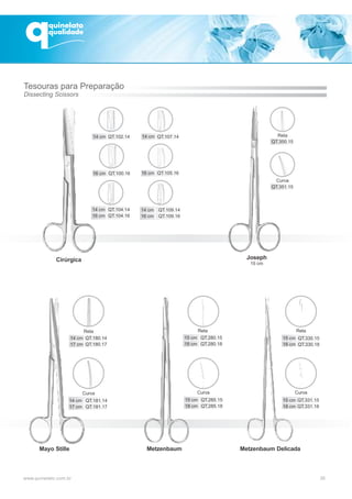 35
Cirúrgica
Mayo Stille Metzenbaum Metzenbaum Delicada
Joseph
15 cm
Tesouras para Preparação
Dissecting Scissors
Reta
Curva
Reta
Curva
Reta
Curva
Reta
Curva
 