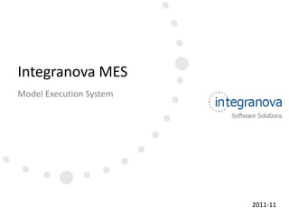 Integranova MES
Model Execution System
                         Software Solutions




                                2011-11
 