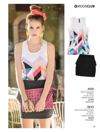 AI58
Playera estampada
01 Blanco
Ch, Me, Gr, Xg
Algodón elastano

$199

PC0313930

Q
QV33
Falda corte peplum, forrada
10 Negro
Ch, Me, Gr
Poliéster elastano

$229

PC4616087

40

 
