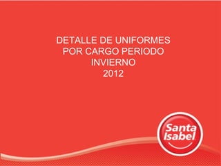 DETALLE DE UNIFORMES
 POR CARGO PERIODO
      INVIERNO
        2012
 