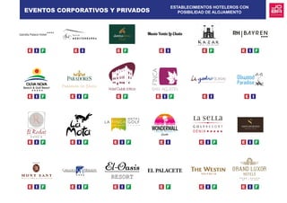 EVENTOS CORPORATIVOS Y PRIVADOS
ESTABLECIMIENTOS HOTELEROS CON
POSIBILIDAD DE ALOJAMIENTO
daniyadénia
SPA & BUSINESS
Gandía Palace Hotel
Parador de Jávea
 