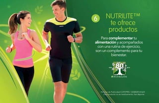 4646
1934 2014
Permiso de Publicidad COFEPRIS: 133300201A1623
Este producto no es medicamento, haz deporte.
Paracomplementartu
alimentaciónyacompañados
conunarutinadeejercicio,
sonuncomplementoparatu
bienestar.
NUTRILITE™
te ofrece
productos
6
 