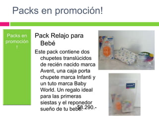 Packs en promoción!<br />Pack Alimentación<br />Entretenida<br />Este pack contiene un babero lavable, un plato de<br />co...