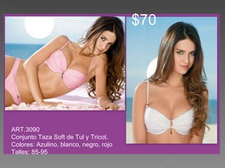 ART.3090 Conjunto Taza Soft de Tul y Tricot. Colores: Azulino, blanco, negro, rojo  Talles: 85-95 $70 