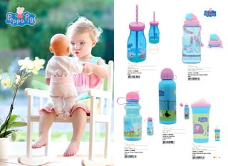 18 19
17151 / L16G66
Garrafa Retro Peppa
6/24
L - 7cm A - 21cm
354ml
Tampa e Canudo : PP
Copo : AS
15433 / L01G66
Garrafa Esporte Peppa 500ml
6/48
15440 / L05G66
Cantil de Alumínio
Peppa 500ml
6/48
15435 / L12G66
Garrafa Tritan Peppa 450ml
3/12
15425 / L14C66
Copo Esporte Peppa 420ml
6/48
L - 7,5cm A - 20cm
560ml
Copo / Tampa : Polipropileno
Canudo : Silicone
L - 6,8cm A - 18cm
430ml
Copo : Tritan
Tampa / Canudo : PP
L - 8cm A - 16cm
420ml
Copo : Tritan
Tampa / Canudo : Polietileno
L - 6,6cm A - 21cm
500ml
Copo : Alumínio
Tampa : PP
LANCAMENTO
LANCAMENTOS
TODOS OS PRODUTOS
DESTA PAGINA SAO˜
NOVA
ESTAMPA
 