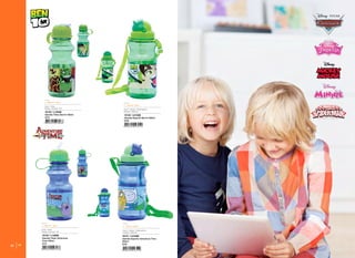 22 23
16135 / L12G68
Garrafa Tritan Ben10 450ml
3/12
16134 / L01G68
Garrafa Esporte Ben10 500ml
6/48
L - 7,5cm A - 20cm
560ml
Copo / Tampa : Polipropileno
Canudo : Silicone
L - 7,5cm A - 20cm
560ml
Copo / Tampa : Polipropileno
Canudo : Silicone
L - 6,8cm A - 18cm
430ml
Copo : Tritan
Tampa / Canudo : PP
L - 6,8cm A - 18cm
430ml
Copo : Tritan
Tampa / Canudo : PP
16142 / L12G69
Garrafa Tritan Adventure
Time 450ml
3/12
16141 / L01G69
Garrafa Esporte Adventure Time
500ml
6/48
 