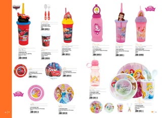 24 25
13294/XG30-N220
Copo Canudo Loop Princesas
340ml
3/18
11734/XC30-SET
Jogo Soft Melamine
Princesas
3/24
11764/XH30-10007
Cantil Tritan Princesas
450ml
3/12
L - 7cm A - 18cm
450ml
Copo : Tritan
Tampa / Canudo : Polietileno
11714/XG30-5875
Copo Esporte Mega Princesas
450ml
3/18
L - 7,5cm A - 22cm
450ml
Copo : Abs / PP
Tampa : Polietileno
L - 8cm A - 20cm
340ml
Copo / Tampa : Polipropileno
Canudo : Polietileno
13301/XG30-S01
Copo Canudo 3D Princesas
440ml
3/18
L - 7,5cm A - 22cm
440ml
Copo : Polipropileno
Tampa : ABS
Canudo : Polietileno
Conjunto : Melamina
L - 6cm A - 11cm
L - 2,5cm A - 14cm
225ml
L - 15cm
L - 20cm
13299/XG22-S01
Copo Canudo 3D Lightning
McQueen 440ml
3/18
13293/XG22-N220
Copo Canudo Loop
Carros 340ml
3/18
11706/XG22-3180
Garfo Colher Carros
6/24
11727/XC22-5101A
Copo Soft Melamine
Carros 225ml
12/72
L - 2,5cm A - 14cm
Abs - Aço inoxidável
L - 9cm A - 27cm
Copo : Polipropileno
Tampa : ABS
Canudo : Polietileno
440ml
L - 8cm A - 20cm
Copo / Tampa : Polipropileno
Canudo : Polietileno
340ml
L - 6cm A - 11cm
Melamina
225ml
11726/XC22-1557
Bowl Soft Melamine Carros
12/72
L - 15cm
Melamina
L - 15cm
Melamina
11725/XC22-2818
Prato Soft Melamine Carros
12/72
L - 20cm
Melamina
L - 20cm
Melamina
11731/XC30-1557
Bowl Soft Melamine Princesas
12/72
11730/XC30-2818
Prato Soft Melamine Princesas
12/72
 