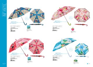 62 63
Raio: 48 cm Estrutura: Metal Abertura: Auto
Seções: Um Varetas: Oito Tecido: Poliéster
Raio: 48 cm Estrutura: Metal Abertura: Auto
Seções: Um Varetas: Oito Tecido: Poliéster
EMBALAGEM
PERSONALIZADA
(TAG)
EMBALAGEM
PERSONALIZADA
(TAG)
11108 / BGLQ26
Guarda Chuva Club House
48 cm
12/60
11110 / BSLQ27
Sombrinha Minie 48 cm
12/60
ABERTURA
AUTOMÁTICA
ABERTURA
AUTOMÁTICA
15636 / BSLA67
Sombrinha Moranguinho
12/60
10009 / BSLQ05
Sombrinha Fadas 48 cm
12/60
Raio: 48 cm Estrutura: Metal Abertura: Auto
Seções: Um Varetas: Oito Tecido: Poliéster
Raio: 48 cm Estrutura: Metal Abertura: Auto
Seções: Um Varetas: Oito Tecido: Poliéster
EMBALAGEM
PERSONALIZADA
(TAG)
EMBALAGEM
PERSONALIZADA
(TAG)
ABERTURA
AUTOMÁTICA
ABERTURA
AUTOMÁTICA
LANCAMENTO
LANCAMENTOS
TODOS OS PRODUTOS
DESTA PAGINA SAO˜
NOVA
ESTAMPA
LANCAMENTO
LANCAMENTOS
TODOS OS PRODUTOS
DESTA PAGINA SAO˜
NOVA
ESTAMPA
LANCAMENTO
LANCAMENTOS
TODOS OS PRODUTOS
DESTA PAGINA SAO˜
NOVA
ESTAMPA
LANCAMENTO
LANCAMENTOS
TODOS OS PRODUTOS
DESTA PAGINA SAO˜
NOVA
ESTAMPA
 