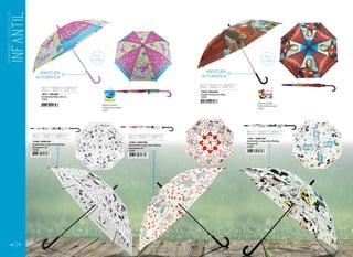 64 65
17251 / SAM1503
Sombrinha Longa Auto Mickey
Comics 01
12/48
Raio: 56 cm Estrutura: Metal Abertura: Auto
Seções: Um Varetas: Oito Tecido: Poliéster
Raio: 48 cm Estrutura: Metal Abertura: Auto
Seções: Um Varetas: Oito Tecido: Poliéster
10011 / BSLQ09
Sombrinha Marie 48 cm
12/60
EMBALAGEM
PERSONALIZADA
(TAG)
ABERTURA
AUTOMÁTICA
Raio: 48 cm Estrutura: Metal Abertura: Auto
Seções: Um Varetas: Oito Tecido: Poliéster
14340 / BGLA56
Guarda Chuva Iron Man
12/60
EMBALAGEM
PERSONALIZADA
(TAG)
ABERTURA
AUTOMÁTICA
17249 / SAM1501
Sombrinha Longa Auto Mickey
Expression 02
12/48
Raio: 56 cm Estrutura: Metal Abertura: Auto
Seções: Um Varetas: Oito Tecido:Poliéster
17250 / SAM1502
Sombrinha Longa Auto Mickey
Expression 03
12/48
Raio: 56 cm Estrutura: Metal Abertura: Auto
Seções: Um Varetas: Oito Tecido: Poliéster
LANCAMENTO
LANCAMENTOS
TODOS OS PRODUTOS
DESTA PAGINA SAO˜
NOVA
ESTAMPA
LANCAMENTO
LANCAMENTOS
TODOS OS PRODUTOS
DESTA PAGINA SAO˜
NOVA
ESTAMPA
 