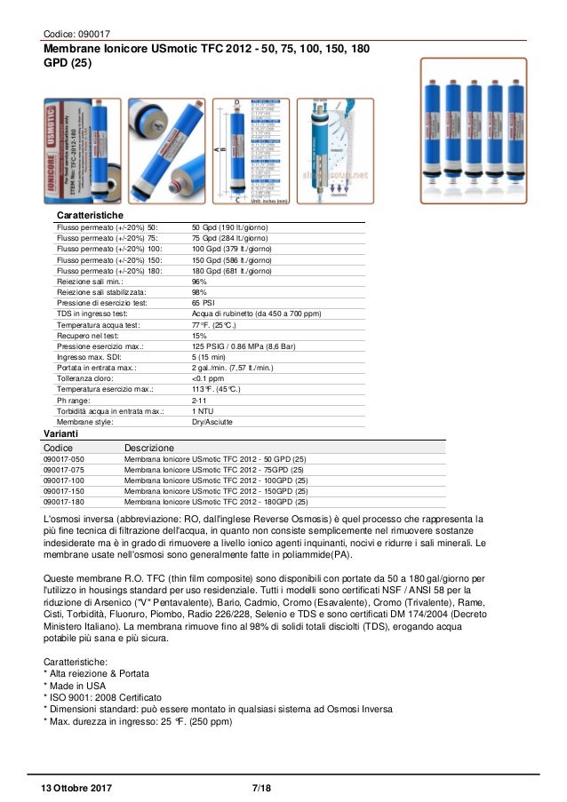 CHIAVE INGLESE 400GPD Osmosi Inversa Membrana 3 parti Sistema di depurazione dell/'acqua osmosi inversa Membrana Housing