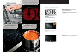 PARRILLAS COLECCIÓN DISEÑO
ZGU385NSMSS Gas
Parrilla de acero inoxidable de 90 cm/36’’ para gas con
62,000 BTUs de poder total de cocción
Perillas con iluminación, que brindan un toque estético y
funcional con material antiderrapante.
La flama Simmer emite una temperatura consistente sin tener
que ciclar entre apagado y encendido.
Diseño sofisticado con perillas de acero inoxidable y diferentes
zonas de cocción para satisfacer cualquier necesidad.
ZEU36RSFSS Parrilla eléctrica de vitrocerámica de 90 cm/36’’
Color negro con moldura de acero inoxidable
PARRILLAS DE ACERO INOXIDABLE PARA GAS
PARRILLAS DE VITROCERÁMICA
ZEU36KSKSS Parrilla eléctrica de vitrocerámica de 90 cm/36’’
Color negro con moldura de acero inoxidable
Características y especificaciones completas en pág. 56
Para las directrices para combinar campanas con el equipo de cocina, refiérase a pág. 60
Sensor de recipiente que hace que los
quemadores se apaguen automáticamente
después de un minuto sin uso.
(Modelo ZEU36RSFSS)
Con sus parrillas de fundición continuas
se obtiene una mejor manipulación entre
quemadores de cualquier olla o sartén.
(Modelo ZGU385LSMSS)
Las parrillas eléctricas cuentan con un Indicador
de Calor Residual haciendo notar con una luz
que la superficie está caliente.
Cambio eficiente de temperatura le permite
llegar más rápido a las temperaturas deseadas.
Rápida reducción de calor para un control
preciso de la cocción. (Modelo ZEU36RSFSS)
30 monogram.com 31
 