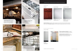 Los controles integrados ocultos
exaltan el diseño exterior.
Motor Silencioso gracias a avanzados
materiales que absorben el sonido.
El sensor de agua turbia monitorea de
manera constante el nivel de suciedad
en platos y temperatuda del agua,
ajustando al ciclo necesario de lavado.
El sistema de retención de alimentos
Piranha ™ cuenta con navajas inoxidables
en el depósito de residuos, por lo que no hay
necesidad de pre-enjuagar los platos.
LAVAVAJILLAS Y COMPACTADOR DE BASURA EMPOTRABLES
Características y especificaciones completas en pág. 63
Colección Profesional
ZDT800SPFSS Lavavajillas de acero
inoxidable de 16 servicios.
Kit Profesional ZPRO0700S
LAVAVAJILLAS
Colección Diseño
ZCGS150RSS
Compactador de 39.6 L
de acero inoxidable
El diseño completamente integrado con controles
ocultos se instala al ras de los gabinetes circundantes.
El poderoso sistema de compactación de gran
capacidad. Reduce el volumen de la basura en 75%,
permitiendo un transporte y disposición fácil.
COMPACTADOR DE BASURA
Indicador Sanitizante que esteriliza la vajilla al enjuagarla con agua caliente, reduciendo el 99.9% de bacterias,
además cuenta con Pre lavado con vapor que facilita la limpieza de cualquier residuo antes del ciclo de lavado.
ZDT800SIFII Lavavajillas con panel y manijas
de madera personalizados de 16 servicios.
Panelable
ZDT800SSFSS Lavavajillas de acero
inoxidable de 16 servicios.
Colección Diseño
44 monogram.com 45
 