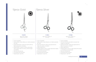 23catálogo de productos
Tijeras Gold Tijeras Silver
TE-6001G
Tijera para cabello
de corte;
hojas más preciso y duradero;
que se ajusta mejor a la mano y brinda mayor
comodidad;
TE-7001S
Tijera para cabello 5,5”
TE-7002S
Tijera para cabello 5,5”
para entresacar
de corte;
hojas más preciso y duradero;
y comodidad en el manipuleo;
cabello con precisión;
hojas más preciso y duradero;
y comodidad en el manipuleo;
 