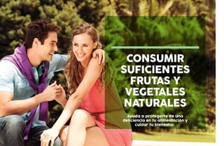 Ayuda a protegerte de una
deficiencia en tu alimentación y
cuidar tu bienestar.
consumir
suficientes
frutas y
vegetales
naturales
 