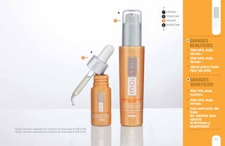 83
Piel 83% más
firme.*
Ideal para todo
tipo de piel.
Piel 83% más
tersa*.
Con extracto de
hoja
de alpinia que
apoya
la firmeza y
elasticidad.
Piel 89% más
tersa.*
Piel 91% más
suave*.
grandes
beneficios
grandes
beneficios
A
A
B
B
3
3
LIMPIAR
TONIFICAR
TRATAR
HUMECTAR
1
2
3
4
*Según estudios realizados por Stephens & Associates # C08-D168.
*Según estudios realizados por Stephens & Associates # C08-D198.
 