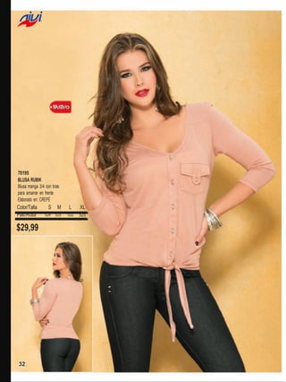 70195
BLUSA RUBIK
Blusa manga 3/4 con tiras
para amarrar en frente
Elaborado en: CREPÉ

Color/Talla
Palo Rosa

$29,99

32

S

M

524 523

L
522

XL
525

 