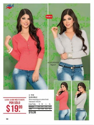 A.
A.

Ver CINTURÓN ROSE
Página 41

A.
A. 70139
BLUSA XIBILLE
Blusa manga larga con cartera frontal
Elaborado en: VISCOSA

Color/Talla
Naranja
Gris

$19,99
50

S M

L

XL

294 293 292 295
433 428 423 437

A.

 