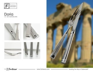 ForTessa
           MeTaLWare™




Doria
131, 18/10 STAINLESS STEEL




113
        Fortessa         ®
                             www.fortessa.com   Leading the Way in Tableware®
 