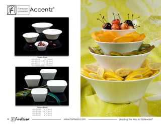 accentz
      ForTaLuxe®                                     ®
      suPerWhiTe®




                               Flared Bowls
                        aLu-00-214      10” (25cm)
                        aLu-00-215 7.75” (19.5cm)
                        aLu-00-217     6” (15.5cm)
                        aLu-00-216 4.25” (10.5cm)




                              Square Bowls
                         aLu-00-063   6” (15cm)
                         aLu-00-064 5.5” (14cm)
                         aLu-00-062   5” (13cm)
                         aLu-00-061   4” (10cm)

90
     Fortessa       ®
                                                         www.fortessa.com   Leading the Way in Tableware®
 