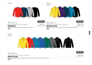 103
CODE
RELAXED FIT, MELANGE TECH FLEECE, INSIDE BRUSHED
1-SEP-13/15-SEP-13 !350205!350205
MATERIAL: 100% PL
SIZES: XS - S - M - L - XL - XXL
PMTF KARONA FLEECE
COLOUR: 3013 ALPHAL RED - 5046 ATLANTIC BLUE - 8003 MAREINE MELEE - 9010 BLACK OUT
ARTWORK:
PATTERN:
3013 A 5046 8003 A 9010
RECTIFICATION:
€ 59,95
CODE
REGULAR FIT, MICRO POLY TECH FLEECE, 2 SIDE BRUSHED, 190
15-AUG-13/31-AUG-13 !350206!350206
MATERIAL: 100% PL
SIZES: XS - S - M - L - XL - XXL
PMTF O’NEILL FULL ZIP FLEECE
COLOUR: 1500 PURE YELLOW - 4511 MIGHTY PURPLE - 5046 ATLANTIC BLUE - 5047 DEEP DRESDEN - 9010 BLACK OUT
ARTWORK:
PATTERN:
FEATURES:
52 CHINGUARD
1500 4511 C 5046 A 5047 A 9010
RECTIFICATION:
€ 49,95
CODE
REGULAR FIT, MICRO POLY TECH FLEECE, 2 SIDE BRUSHED, 190
1-AUG-13/15-AUG-13 !350207!350207
MATERIAL: 100% PL
SIZES: XS - S - M - L - XL - XXL
PMTF O’NEILL 1/2 ZIP FLEECE
COLOUR: 1500 PURE YELLOW - 3013 ALPHAL RED - 5047 DEEP DRESDEN - 5048 BOLT BLUE - 6045 FOREST LAKE - 8003 MAREINE MELEE - 9010 BLACK OUT
ARTWORK:
PATTERN:
FEATURES:
52 CHINGUARD
1500 B 3013 5047 C 5048 6045 C 8003 A 9010 C
RECTIFICATION:
€ 45,95
9103507 9103508 9103509 9103510 9103511 9103512 9103513
 