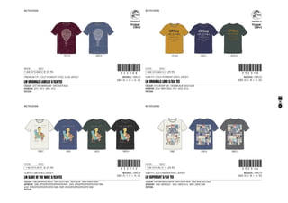 CODE
PREMIUM FIT, COLD PIGMENT DYED, SLUB JERSEY
1-AUG-13/15-AUG-13 !352308!352308
MATERIAL: 100% CO
SIZES: XS - S - M - L - XL - XXL
LM ORIGINALS LABELED S/SLV TEE
COLOUR: 3251 RED MAHOGANY - 5045 DUSTY BLUE
ARTWORK: 3251: 1013 - 5045: 1013
PATTERN:
3251 B 5045 A
RECTIFICATION:
€ 35,95
CODE
SLIM FIT, BRUSHED JERSEY
1-JUL-13/15-JUL-13 !352312!352312
MATERIAL: 100% CO
SIZES: XS - S - M - L - XL - XXL
LM SLAVE OF THE WAVE S/SLV TEE
COLOUR: 1080 VAPOROUS WHITE - 5045 DUSTY BLUE - 6032 OLIVE - 9009 PIRATE BLACK
ARTWORK: 1080: 0TPX/0TPX/0TPX/0TPX/0TPX/9009 - 5045: 0TPX/0TPX/0TPX/0TPX/0TPX/1080 -
6032: 0TPX/0TPX/0TPX/0TPX/0TPX/1080 - 9009: 0TPX/0TPX/0TPX/0TPX/0TPX/1080
PATTERN:
1080 C 5045 6032 9009 A
RECTIFICATION:
€ 29,95
CODE
SLIM FIT, COLD PIGMENT DYED, JERSEY
1-AUG-13/15-AUG-13 !352310!352310
MATERIAL: 100% CO
SIZES: XS - S - M - L - XL - XXL
LM ORIGINALS LOGO S/SLV TEE
COLOUR: 2516 DESERT SUN - 5056 INK BLUE - 6032 OLIVE
ARTWORK: 2516: 9009 - 5056: 1013 - 6032: 2516
PATTERN:
2516 A 5056 C 6032 B
€ 29,95
RECTIFICATION:
CODE
SLIM FIT, SILICONE WASHED, JERSEY
1-JUL-13/15-JUL-13 !352314!352314
MATERIAL: 100% CO
SIZES: XS - S - M - L - XL - XXL
LM SUPERSUIT S/SLV TEE
COLOUR: 1080 VAPOROUS WHITE - 5045 DUSTY BLUE - 8002 NEW STEEL GREY
ARTWORK: 1080: CMYK/3031 - 5045: CMYK/2516 - 8002: CMYK/1080
PATTERN:
1080 5045 A 8002 C
RECTIFICATION:
€ 29,95
11
9103773 9103774 9103775 9103776 9103777
 