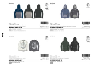 CODE
REGULAR FIT, YARN DYED, BURN OUT JERSEY
1-AUG-13/15-AUG-13 !352100!352100
MATERIAL: 60% CO / 40% PES
SIZES: XS - S - M - L - XL - XXL
LM ORIGINALS BURNED L/SLV TOP
COLOUR: 5900 BLUE AOP - 6900 GREEN AOP
ARTWORK:
PATTERN: 5900: 5056/5045/1080 - 6900: 6032/7500/1013
5900 B 6900 A
RECTIFICATION:
€ 59,95
CODE
REGULAR FIT, GARMENT SOFTNER WASHED, JACQUARD INTERLOCK
1-AUG-13/15-AUG-13 !352102!352102
MATERIAL: 100% CO
SIZES: XS - S - M - L - XL - XXL
LM ORIGINALS STRUCTURED L/SLV
COLOUR: 5900 BLUE AOP - 9009 PIRATE BLACK
ARTWORK:
PATTERN: 5900: 5045/1013 - 9009: 9009/1013
5900 A 9009 C
RECTIFICATION:
€ 59,95
CODE
SLIM FIT, HEAVY GARMENT WASHED, JERSEY
1-AUG-13/15-AUG-13 !352104!352104
MATERIAL: 100% CO
SIZES: XS - S - M - L - XL - XXL
LM ORIGINALS SUPERSUIT L/SLV T
COLOUR: 1013 DUSTYWHITE - 8002 NEW STEEL GREY
ARTWORK: 1013: CMYK - 8002: CMYK
PATTERN:
1013 C 8002 A
RECTIFICATION:
€ 39,95
CODE
REGULAR FIT, COLD PIGMENT DYED, SLUB JERSEY
1-AUG-13/15-AUG-13 !352106!352106
MATERIAL: 100% CO
SIZES: XS - S - M - L - XL - XXL
LM ORIGINALS NAPA L/SLV TOP
COLOUR: 6032 OLIVE - 9009 PIRATE BLACK
ARTWORK:
PATTERN:
6032 A 9009 C
RECTIFICATION:
€ 49,95
16
9103746 9103747
 
