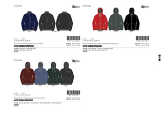 CODE
REGULAR FIT, MELANGE SWEAT LINED SHERPA
1-SEP-13/15-SEP-13 !351116!351116
MATERIAL: 73% CO / 27% PL
SIZES: XS - S - M - L - XL - XXL
LM THE CHARGER SUPERFLEECE
COLOUR: 5056 INK BLUE - 9009 PIRATE BLACK
ARTWORK: 5056: 5056 - 9009: 9010
PATTERN:
5056 A 9009 C
RECTIFICATION:
€ 99,95
CODE
REGULAR FIT, MELANGE JERSEY BONDED MICROFLEECE
1-SEP-13/15-SEP-13 !351118!351118
MATERIAL: 65% PL / 35% CO
SIZES: XS - S - M - L - XL - XXL
LM THE LAUNCH SUPERFLEECE
COLOUR: 3013 ALPHAL RED - 6032 OLIVE - 9009 PIRATE BLACK
ARTWORK: 3013: 3251 - 6032: 9009 - 9009: 9010
PATTERN:
3013 A 6032 B 9009 C
RECTIFICATION:
€ 99,95
CODE
REGULAR FIT, CARBONISED SWEAT LINED SHERPA
1-JUL-13/15-JUL-13 !351120!351120
MATERIAL: 70% CO / 30% PL
SIZES: XS - S - M - L - XL - XXL
LM THE TRACKS SUPERFLEECE
COLOUR: 3251 RED MAHOGANY - 5045 DUSTY BLUE - 6046 FRONTLINE GREEN - 9009 PIRATE BLACK
ARTWORK:
PATTERN:
RECTIFICATION:
3251 A 5045 A 6046 A 9009 A
€ 89,95
45
9103584 9103585 9103586 9103587 9103588
9103589 9103590 9103591 9103592
 