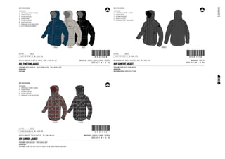 55
CODE
REGULAR FIT, TECH WOOL, 3K / 3K, 80-60
1-SEP-13/15-SEP-13 !350112!350112
MATERIAL: 100% PL / LINING: 100% PL
SIZES: XS - S - M - L - XL - XXL
ADV LUMBER JACKET
COLOUR: 3900 RED AOP - 9900 BLACK AOP
ARTWORK:
PATTERN: 3900: 1013/2516/3251/5056 - 9900: 8002/8080/8100/9009
FEATURES:
1 CRITICALLY TAPED SEAMS
4 FIXED HOOD
7 STORM PLACKET
8 AUDIO POCKET
11 STRAIGHT CUFF ADJUSTER
3900 A 9900 B
RECTIFICATION:
€ 169,95
CODE
BOMBER FIT, TECH WOOL, 3K / 3K, 180-160
1-SEP-13/15-SEP-13 !350110!350110
MATERIAL: 100% PL
SIZES: XS - S - M - L - XL - XXL
ADV COMFORT JACKET
COLOUR: 8080 DEEP DARK MELEE
ARTWORK:
PATTERN: 8080: 3009/3251/7500
FEATURES:
1 CRITICALLY TAPED SEAMS
4 FIXED HOOD
7 STORM PLACKET
8 AUDIO POCKET
11 STRAIGHT CUFF ADJUSTER
RECTIFICATION:
8080 A
€ 189,95
CODE
REGULAR FIT, SUBTLE GRID, 10K / 10K, 80-60
1-SEP-13/15-SEP-13 !350108!350108
MATERIAL: 78%PA / 22%PL / LINING: 100% PL
SIZES: XS - S - M - L - XL - XXL
ADV FINE TUNE JACKET
COLOUR: 5056 INK BLUE - 7500 CHINO BEIGE - 9010 BLACK OUT
ARTWORK:
PATTERN:
FEATURES:
1 CRITICALLY TAPED SEAMS
2 ARTICULATION
5 DETACH HOOD
6 CHINGUARD
7 STORM PLACKET
8 AUDIO POCKET
11 STRAIGHT CUFF ADJUSTER
14 BOTTOM ADJUSTMENT
5056 C 7500 A 9010
RECTIFICATION:
€ 229,95
ADVENTURE
9103465 9103466 9103467 9103468
9103469 9103470
 