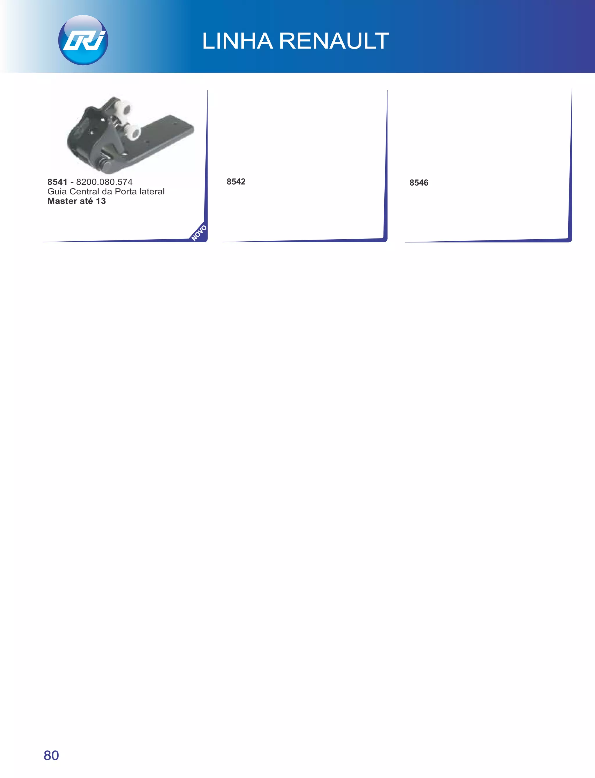 8542 8546
LINHA RENAULT
NO
VO
80
8541 - 8200.080.574
Guia Central da Porta lateral
Master até 13
 