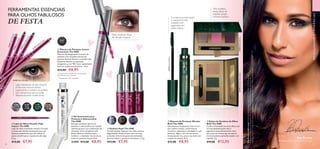 MAQUILHAGEMETENDÊNCIAS
42 43
31789SilverChrome
31790GreySmoke
31791SparklingGreen
31792
Dazzling Taupe
FERRAMENTAS ESSENCIAIS
PARA OLHOS FABULOSOS
DE FESTA
Efeito pestanas falsas
de elevado impacto
31186SmokyCharcoal
31187CarbonBlack
31188MidnightBlue
32035Black
32035
Black
Lápis metalizado de alto impacto.
A fórmula cremosa desliza
suavemente e mantém-se perfeita,
sem desvanecer, para se sentir
fabulosa durante muitas horas.
31789
Silver
Chrome
31790
Grey
Smoke
31791
Sparkling
Green
31792
Dazzling
Taupe
  Gel Suavizante para
Pestanas e Sobrancelhas
The ONE
Este gel suavizante oferece às
pestanas e sobrancelhas um cuidado
soberbo graças à sua combinação de
vitaminas. Com Complexo Lash
Revive, Biotina e Pantenol para
melhorar a vitalidade. Use de dia ou
noite nas pestanas limpas. 8 ml.
31490 €13,00 €8,95
  Lápis de Olhos Metallic High
Impact The ONE
Lápis de olhos metalizado intenso. Fórmula
cremosa que desliza suavemente para um
fabuloso acabamento que não esbate. A
ponta retrátil nunca necessita de afia-lápis.
0,3 g.
 €12,00 €7,95
  Eyeliner Kajal The ONE
Versátil eyeliner kajal para um olhar intenso.
Pigmentação ultrapura para uma cor mais
profunda. A forma da ponta do delineador
permite definir e sombrear facilmente. 2,5 g.
 €12,00 €7,95
31186
Smoky
Charcoal
31187
Carbon
Black
31188
Midnight
Blue
32769RadiantPeony32770DramaticTourmaline
RitaPereiraestáausar:PaletadeSombrasdeOlhosBoldTheONE32770Dramatic
Tourmaline,MáscaradePestanasWonderBoldTheONE32744IntenseBlack,Kitde
SobrancelhasTheONE32031,BatomMateMousseLipSensationTheONE31944ToffeeCream.
  Máscara de Pestanas Wonder
Bold The ONE
Uma máscara de pestanas única 5 em 1
que confere volume, comprimento,
curvatura, separação e suavidade às suas
pestanas. Agora, com um tom preto
intensamente rico, para o seu look mais
ousado de sempre. 8 ml.
 €13,00 €8,95
  Paleta de Sombras de Olhos
Bold The ONE
Confira intensidade aos seus olhos com
os mais deslumbrantes tons e
pigmentos maravilhosamente ricos,
para uma cor intensa que vai adorar.
Inclui um prático aplicador duplo e um
espelho. 4 g.
 €19,00 €12,95
Rita Pereira,
Embaixadora Oriflame Portugal
32744IntenseBlack
Tons ousados,
atuais, fáceis de
espalhar graças
à textura sedosaCurvatura, comprimento
e volume incríveis,
realçado com
pigmentos em
preto intenso


 


31789 Silver Chrome
*
Clinicamente testado em comparação
às pestanas sem máscara.
**
Testado em 103 mulheres.
  Máscara de Pestanas Instant
Extensions The ONE
Máscara de alongamento extremo de
pestanas com inovadora escova em
espiral e fórmula flexível e com fibra que
desliza facilmente nas pestanas,
alongando-as em 74%*
. Seca rapidamente
para um acabamento perfeito**
. 8 ml.
 €13,00 €8,95
 