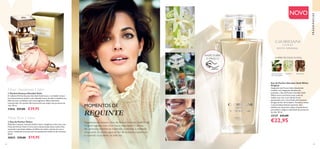 62 63
  Parfum Essenza Giordani Gold
O radiante Parfum Essenza Giordani Gold evoca o verdadeiro luxo e
arte da perfumaria desde o seu refinado frasco de vidro e detalhes em
folha de ouro verdadeiro até à sua fragrância difusa altamente
concentrada. Um parfum floral premium que inspira aos prazeres da
vida. 50 ml.
31816 €57,00 €39,95
 ﻿Eau de Parfum Giordani Gold White
Original
Integrada num frasco meticulosamente
criaqdo, com elegantes detalhes em
prateado, a Eau de Parfum Giordani Gold
White evoca uma faceta mais suave da
mulher que vive a sua vida de forma
apaixonada com a sua infusão efervescente
de água de flor de laranjeira. Feminina, fresca
e extraordinariamente sensorial, esta
sublime eau de parfum chipre-frutada-floral
personifica a alegria e liberdade dos prazeres
da vida. 50 ml.
33137 €35,00
€22,95
JACINTOÁGUA DE FLOR
DE LARANJEIRA
PATCHOULI
CHIPRE FRUTADA FLORAL
FRAGRÂNCIAS
Elegantemente simples, a Eau de Parfum Giordani Gold White
Original regressa num novo frasco requintado. O aroma
tão apreciado mantém-se inalterado, irradiando a vitalidade
revigorante do jacinto, água de flor de laranjeira e patchouli,
e captando os prazeres da bella vita.
MOMENTOS DE
REQUINTE
RASPE SOBRE
O FRASCO
  Eau de Parfum Volare
Delicada e sensual, nada personifica tanto a elegância como uma rosa.
A Eau de Parfum Volare é uma nova interpretação desta icónica flor,
suavizada numa fusão diáfana de folhas de violeta, pétalas de rosa e
couro, revelando uma nova aura luxuosamente moderna de romance.
50 ml.
30025 €29,00 €19,95
NOVO
Floral Rosa Violeta


Floral Amadeirada Chipre
 