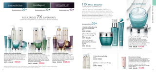 94 95
 ﻿Microesfoliante NovAge
Esfoliante de elevado desempenho, formulado para
uma esfoliação suave. Remove as células mortas,
maquilhagem, impurezas e excesso de sebo. Suaviza
instantaneamente, melhora a luminosidade e refina
visivelmente a textura da pele com o uso
continuado. Enriquecido com Ácido Lático,
partículas esfoliantes de origem natural e Manteiga
de Karité. 100 ml.
32645 €22,00 €14,95
  Tónico Renewing NovAge
200 ml.
32128 €19,00
  Sérum Miracle Perfecting
True Perfection NovAge
30 ml.
31979 €35,00
 ﻿Conjunto True Perfection NovAge
Conjunto de cuidados do rosto advanced performing.
Hidrata intensamente, purifica e ajuda a aperfeiçoar a
pele, para uma tez revigorada e radiante. Potenciado
pelos extratos de Albizia julibrissin e de Células
Estaminais Vegetais de Açaí. Contém 6 produtos de
tamanho standard.
28970 €154,00 €89,00   Gel/Espuma de Limpeza NovAge
200 ml.
32596 €19,00
 ﻿Conjunto Ecollagen NovAge
Conjunto de cuidados do rosto advanced
performing, que corrige as rugas e uniformiza o tom
e a textura da pele. Potenciado pela Tecnologia
Tripeptídica e pelo extrato de Células Estaminais
Vegetais de Solanaceae. Limpeza, tónico, creme de
olhos, sérum e cremes de dia e de noite. Contém 6
produtos de tamanho standard.
28971 €176,00 €99,00
 ﻿Conjunto Ultimate Lift NovAge
Criado para recuperar a elasticidade da pele, para
um rosto tonificado e esculpido. Conjunto de
cuidados do rosto advanced performing, que inclui
limpeza, tónico, creme de olhos e cremes de dia e de
noite, para obter os máximos resultados. Contém 6
produtos de tamanho standard.
28968 €215,00 €129,00
  Cuidado de Noite Renewing
True Perfection NovAge
50 ml.
31980 €30,00
  Creme de Dia Hidratante Perfecting
True Perfection NovAge
O uso contínuo do creme de dia advanced
performing contribui para uma tez radiante e
uniforme. Hidratação instantânea e de longa
duração. Ajuda a retardar a formação de linhas finas
e rugas. Potenciado pelo extrato de Albizia
Julibrissin. Delicadamente perfumado. 50 ml.
31978 €30,00 €19,95
  Iluminador de Olhos
Refrescante True Perfection
NovAge
15 ml.
31981 €21,00
Recomendado para 40+Recomendado para 30+Recomendado para 20+
Recomendado para 20+
*
Clinicamente testado em 22 mulheres
11X MAIS BRILHO*
CLINICAMENTE COMPROVADO
Patente pendente Nº WO201304613
O Extrato de Árvore da Seda (Albizia julibrissin), com
patente pendente, purifica as células cutâneas para reduzir o nível
de impurezas acumuladas, responsáveis pelo envelhecimento da pele,
aperfeiçoando a tez e ajudando a atrasar a formação de rugas. O
Extrato de Células Estaminais de Açaí aumenta a hidratação
da pele, estimula o metabolismo celular e ajuda a proteger a pele
dos danos provocados pelos radicais livres.RESULTADOS 7XSUPERIORES
COM A ROTINA DIÁRIA DE CUIDADOS DO ROSTO NOVAGE*
*
Resultado clinicamente comprovado ao seguir a Rotina Diária de Cuidados do Rosto Oriflame, usando o Conjunto de Cuidados do Rosto NovAge,
em comparação com limpeza e creme de dia apenas, paraTrue Perfection, Ecollagen e Ultimate Lift
CUIDADOSDOROSTO




 
 
