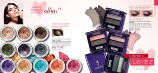 132 133
30970 Bronzed Brown
30972 Rose Taupe
30973 Pink Mauve
30976 Forest Green
 ﻿Sombras de Olhos em Creme Colour
Impact The ONE
Sombra de olhos inovadora que se transforma
de uma textura cremosa numa textura em pó.
Tons ultraintensos com cobertura edificável
para um acabamento ousado. Fórmula que não
acumula na dobra das pálpebras*
. 4 g.
 €13,00 €11,95
PROMOÇÕES
Realce os seus olhos com duos de sombras de olhos
perfeitos. A textura sedosa espalha-se facilmente e
os pigmentos intensos conferem uma cor fabulosa.
Podem ser aplicadas MOLHADAS
ou SECAS e como eyeliner
Uma textura cremosa que se transforma
numa textura em pó, para uma maior
intensidade da cor, aplicação uniforme
e acabamento fantástico.
COMPRE 1,
LEVE 2*
32795
Purple
Wow
32792
Hot
Pink
32793
Orange
Crush
32794
Wet
Turquoise
32796
Golden
Yellow
30744
Beige
Pearl
30745
Rose
Gold
30746
Golden
Brown
30747
Olive
Green
30747 Olive Green
30750
Intense
Plum
30751
Shimmering
Steel
*
Testado pelos consumidores
Válido para todos os códigos destas páginas.
Deverá indicar os 2 códigos que pretende receber.
*
Grátis o produto mais barato
 ﻿Duos de Sombras de Olhos Colour Match
The ONE
Duos de sombras de olhos com texturas sedosas,
intensamente pigmentadas, com um aplicador duplo e
combinações de tons modernas e perfeitas. Cobertura
edificável. Aplique estas sombras molhadas para utilizá-
las como eyeliners. 2 g.
 €15,00 €12,95
“A ARTE E
PERFEIÇÃO
NOS MEUS olhos”
 