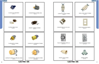 APAG+CONT /DUP P/TIERRA
COP274
CONTACTO DUPLEX TIERRA
COP270
CONVERTIDOR DE E39 A E26
COP332
PLACA DUPLEX BAK MARFIL
COP2132
PLACA INTEMPERIE SENCILLA
COP1961-G
SOQUET CON CLAVIJA
COP738
PLACA INTEMPERIE DOBLE
COP1962-G
21
SOQUET DOBLE
COP700
20
CLAVIJA HULE REDONDA
COP 121
CONVERTIDOR P/TIERRA GRIS
COP419
CLAVIJA TRIPLE HULE
COP400 SOQUET LADRON CADENA
COP718
CLAVIJA MET P/TIERRA
COP2867
CONTACTO EXTENSION P/TIERRA
COP2887
CONTACTO SENCILLO CARA DE CHINO
COP816
CLAVIJA METAL CARA DE CHINO
COP2866
 