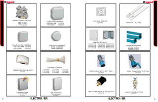 COLLARIN TAQUETE
LE32065
GABINETE ATLANTIC
30X20X15CM
30X30X15CM
40X30X20CM
40X40X20CM
50X40X20CM
50X50X25CM
60X40X25CM
60X50X25CM
60X60X25CM
70X50X25CM
80X60X25CM
80X60X30CM
HYPRA CLAVIJA RECTA 3P+T 250V 
LE53057
CANALETA RANURADA
25X25MM LE36200
40X60MM LE36207
60X60MM LE36212
P&S CLAVIJA RECTA 2P 3H 15A 127V
LE5266-X
CONTACTO DUPLEX 2P +T
LE3232-I
CANALETA 1 Y 2 VIAS
HYPRA TOMA RECTA 3P+T 250V 
LE53077
33
CAJA PLEXO RECTANGULAR
155X110X74MM LE92042
180X140X86 LE92052
CAJA PLEXO REDONDA
60MM DIAMETRO
70MM DIAMETRO
CAJA PLEXO CUADRADA
80X80X45MM LE92012
105X105X55 LE92022
6AWG LE39064
8AWG LE39062
10AWG LE39061
BORNA(CLEMA) CONEXION
CAJA INDUSTRIAL
155X110X74MM
LE35940
CAJA INDUSTRIAL
180X140X86MM
LE35950
COLLARIN (CINCHO)
4.6X280MM
4.6X638MM
4.8X190MM
3.5X140MM
3.5X180MM
3.5X280MM
2.4X095MM
2.4X140MM
2.5X203MM
TIMBRE CHICHARRA BLANCA
LE41272
32
 