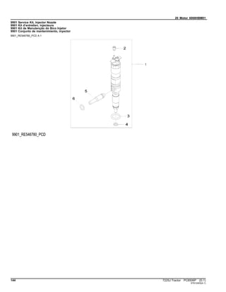 20 Motor 6068HBM01
9901 Service Kit, Injector Nozzle
9901 Kit d’entretien, injecteurs
9901 Kit de Manutenção do Bico Injetor
9901 Conjunto de mantenimiento, inyector
9901_RE546780_PCD A.1
144 7225J Tractor PC8506P (D.1)
ST612403(A.1)
 