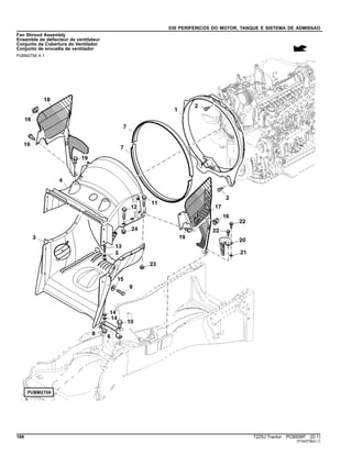 030 PERIFERICOS DO MOTOR, TANQUE E SISTEMA DE ADMISSAO
Fan Shroud Assembly
Ensemble de déflecteur de ventilateur
Conjunto da Cobertura do Ventilador
Conjunto de envuelta de ventilador
PUBM2756 A.1
166 7225J Tractor PC8506P (D.1)
ST343736(C.1)
 