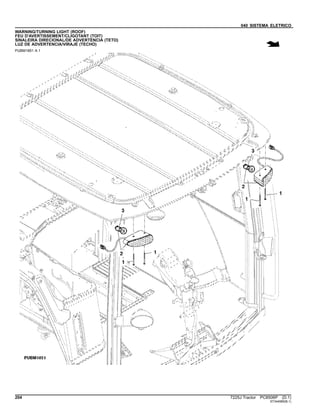 040 SISTEMA ELETRICO
WARNING/TURNING LIGHT (ROOF)
FEU D'AVERTISSEMENT/CLIGOTANT (TOIT)
SINALEIRA DIRECIONAL/DE ADVERTENCIA (TETO)
LUZ DE ADVERTENCIA/VIRAJE (TECHO)
PUBM1851 A.1
204 7225J Tractor PC8506P (D.1)
ST344985(B.1)
 