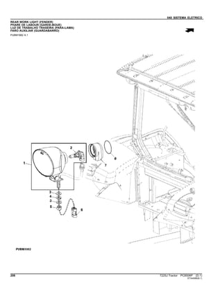 040 SISTEMA ELETRICO
REAR WORK LIGHT (FENDER)
PHARE DE LABOUR (GARDE-BOUE)
LUZ DE TRABALHO TRASEIRA (PARA-LAMA)
FARO AUXILIAR (GUARDABARRO)
PUBM1882 A.1
206 7225J Tractor PC8506P (D.1)
ST344986(B.1)
 