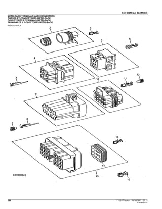 040 SISTEMA ELETRICO
METRI-PACK TERMINALS AND CONNECTORS
COSSES ET CONNECTEURS METRI-PACK
CONECTORES E TERMINAIS METRI-PACK
TERMINALES Y CONECTORES METRI-PACK
RXP020749 A.1
288 7225J Tractor PC8506P (D.1)
ST343802(A.2)
 