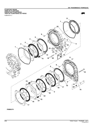 054 TRANSMISSAO POWRQUAD
PLANETARY BRAKE
FREIN DE PLANETAIRE
FREIOS DAS PLANETARIAS
TREN DE PLANETARIOS DE FRENO
PUBM1874 A.1
312 7225J Tractor PC8506P (D.1)
ST345047(B.3)
 