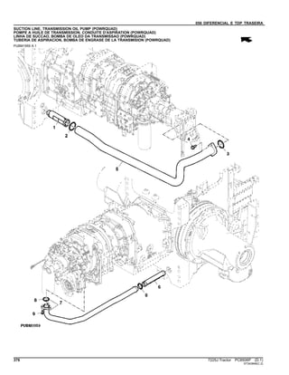 056 DIFERENCIAL E TDP TRASEIRA
SUCTION LINE, TRANSMISSION OIL PUMP (POWRQUAD)
POMPE A HUILE DE TRANSMISSION, CONDUITE D'ASPIRATION (POWRQUAD)
LINHA DE SUCCAO, BOMBA DE OLEO DA TRANSMISSAO (POWRQUAD)
TUBERIA DE ASPIRACION, BOMBA DE ENGRASE DE LA TRANSMISION (POWRQUAD)
PUBM1959 A.1
376 7225J Tractor PC8506P (D.1)
ST343848(C.2)
 